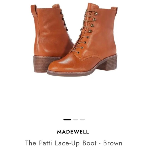 🔥New Madewell Patti Lace-up Boots in English Saddle Women’s Sz 8 SOLD OUT! - Picture 2 of 11